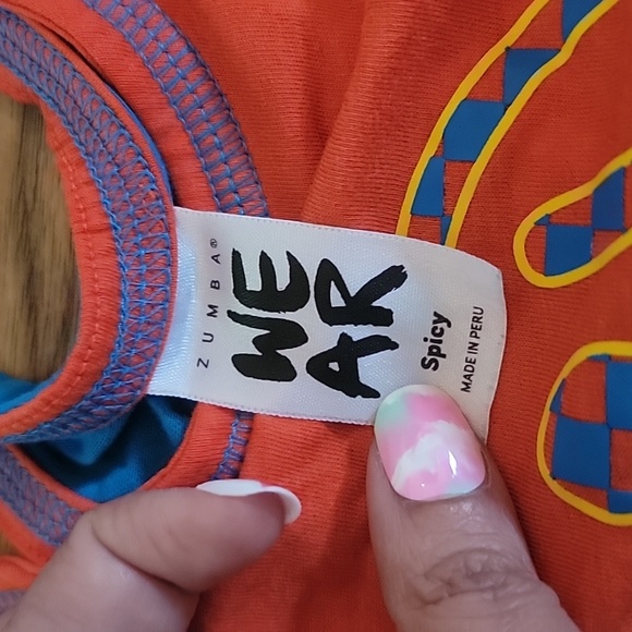 Small Orange and Blue Zumba Tank - Picture 3 of 4